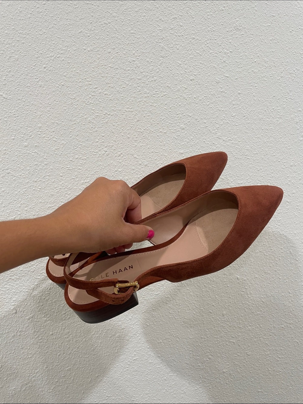 Cole Haan Rust Suede Pointed Toe Slingback Flats Fall Size 7 Capsule Neutral